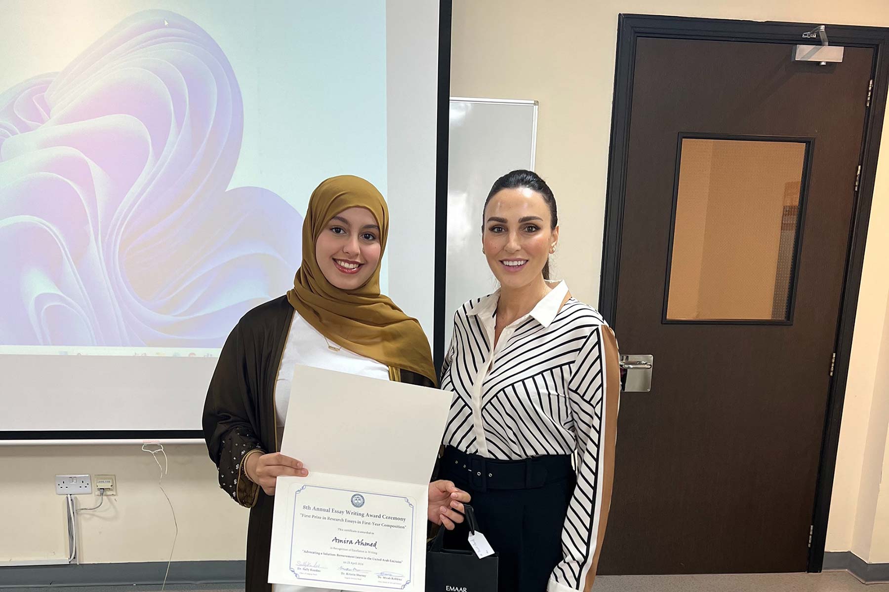 Ms. Amira Ahmed, Sophomore Biology Student, Secures the First Prize Award in the Eighth Annual Essay Contest